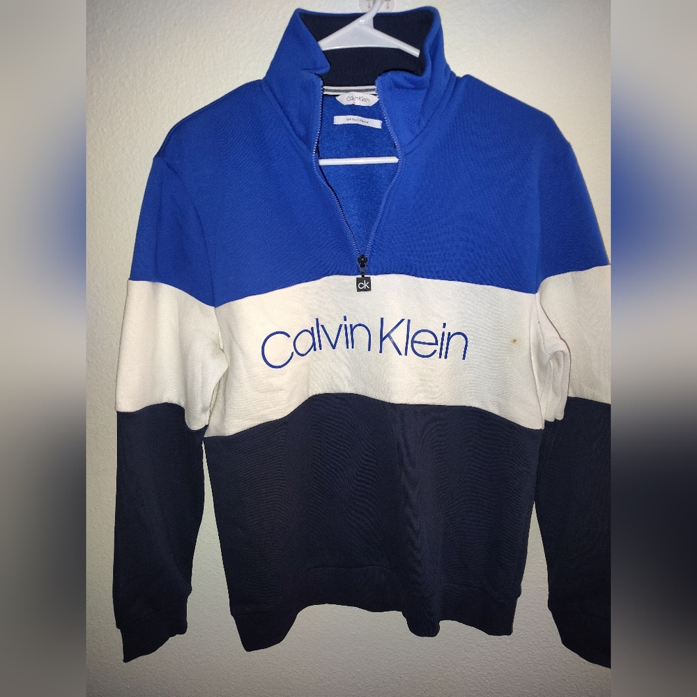 Calvin Klein Blue and White Sweatshirt
